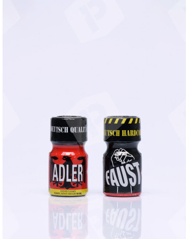 pack de deux poppers allemands : un poppers faust et un poppers adler 10 ml