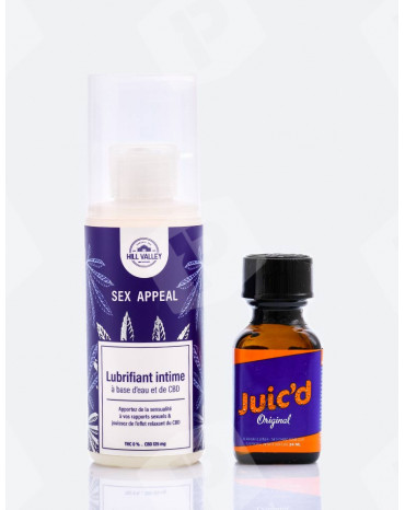 Pack week end : un lubrifiant Sex Appeal CBD Hill Valley 125 ml et un poppers Juic'd 24 ml
