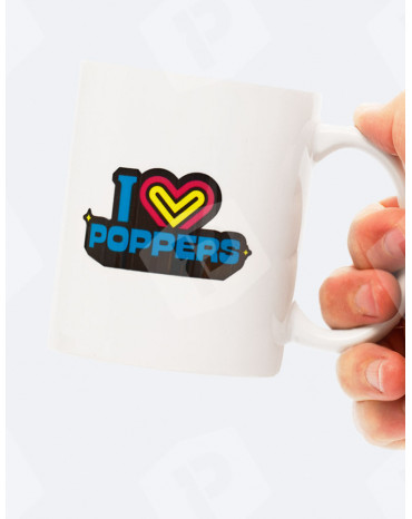 Tasse avec inscription "I Love Poppers"