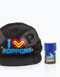 Pack Casquette LED "I LOVE POPPERS" + Everest Premium Ultra Strong 15 ml. - Vue de face
