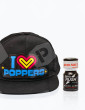 Pack Casquette LED "I LOVE POPPERS" + Super Rush Black Label 10 ml - Vue de face