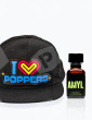 Pack Casquette LED "I LOVE POPPERS" + Amyl 24 ml - Vue de face